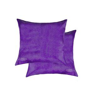 Natural Home Decor Torino Cowhide Pillow | 2-Piece | Purple | 18"x18"